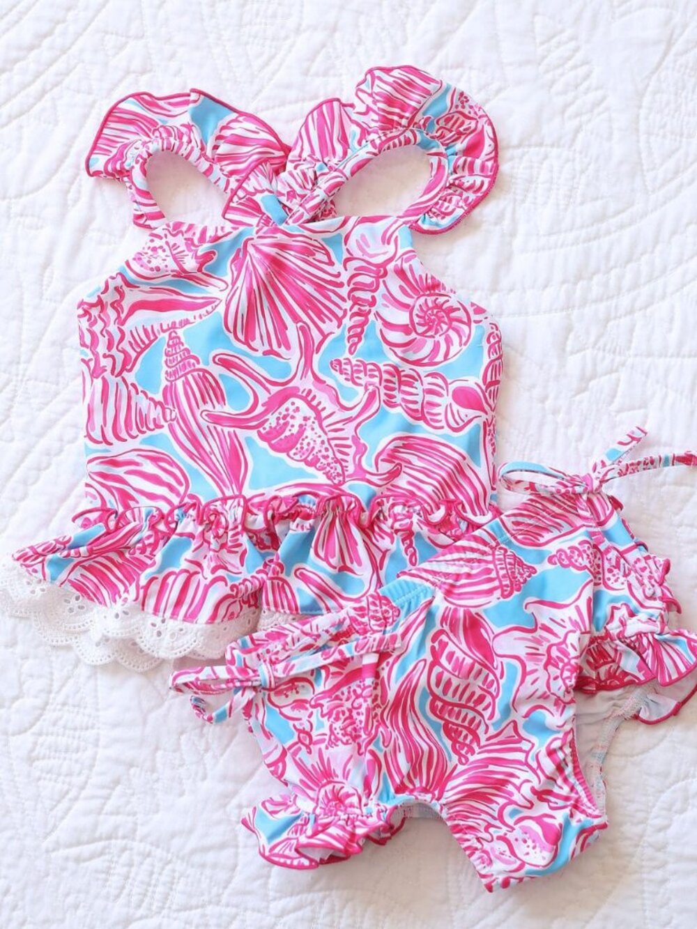 Seashells By The Seashore Ruffle 2 Piece Tankini Swimsuit
